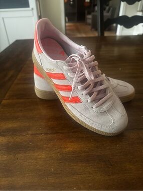 Adidas Women's Spezial Sneakers in Light Pink with Coral Stripes